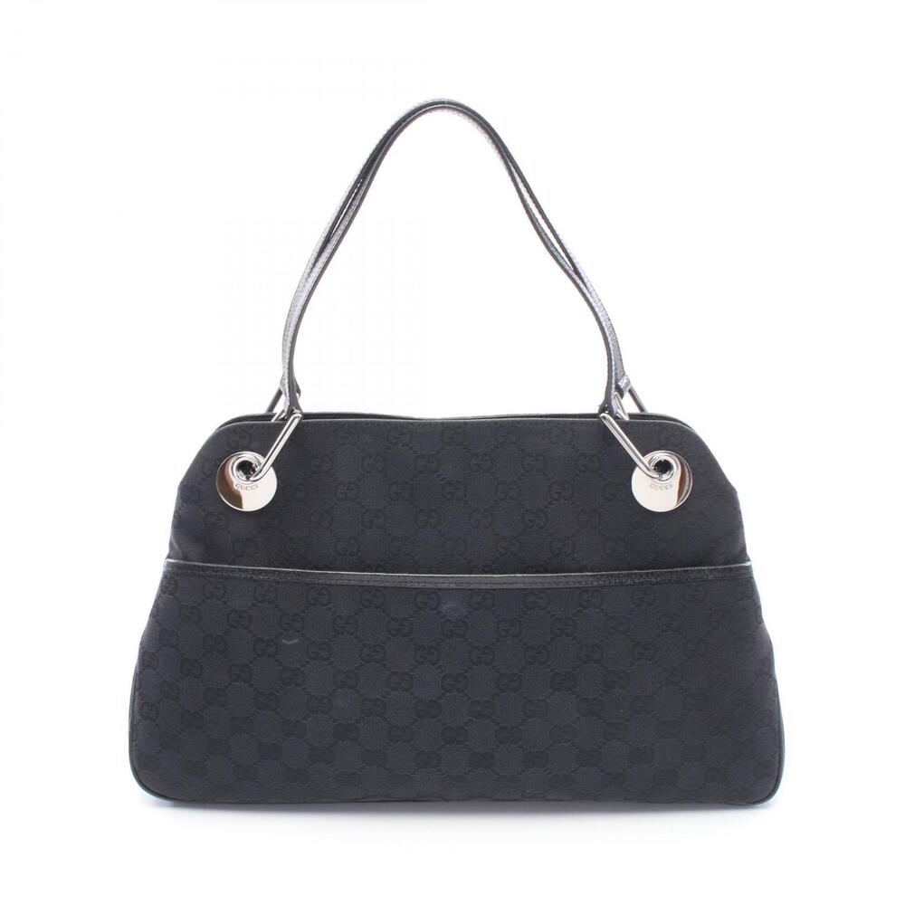 Gucci GG Canvas Shoulder Bag Leather Black